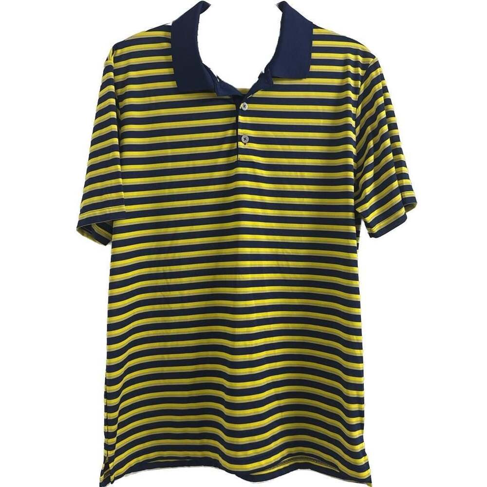 Adidas Climalite Blue and Yellow Striped Golf Polo Shirt